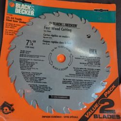 7 1/4" Wood Cutting Black And Decker Saw Blade Two Pack 