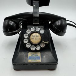 📞 Vintage Black Rotary Dial Telephone w/ Cool Shoulder Rest - Retro Decor/Prop📞