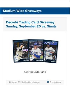 Decorté Trading Card Giveaway
Sunday, September 20 vs. Giants