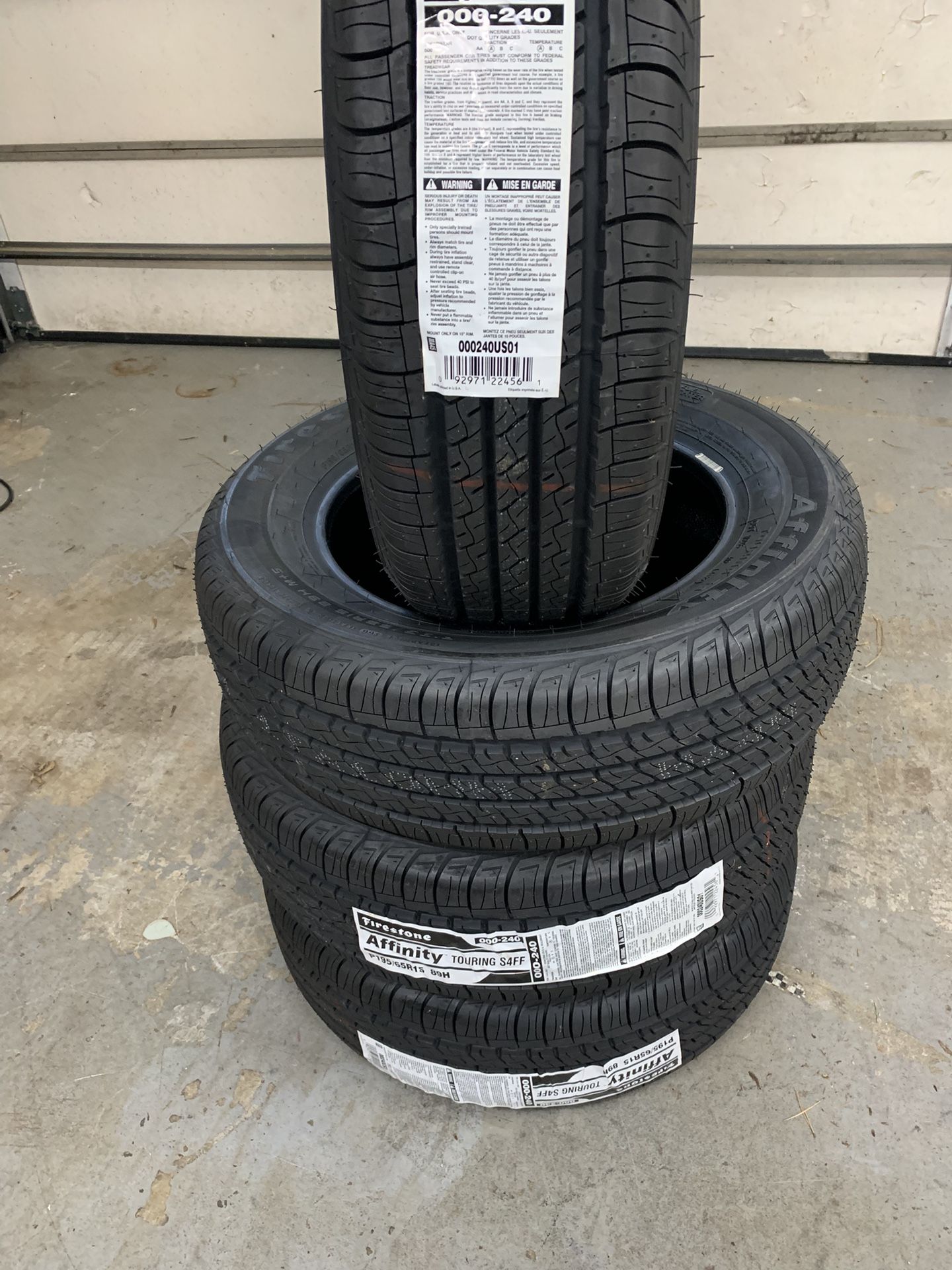 19565R15 FIRESTONE AFFINITY TIRES ((Brand New)) 15” 195-65-15