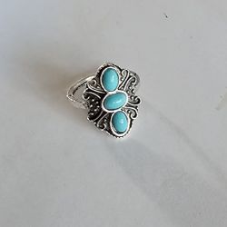 TURQUOISE NAVAJO NEW SIZE 7 FASHION SILVER RING