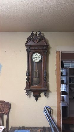 Antique Carved Wood Pendulum Wall Clock