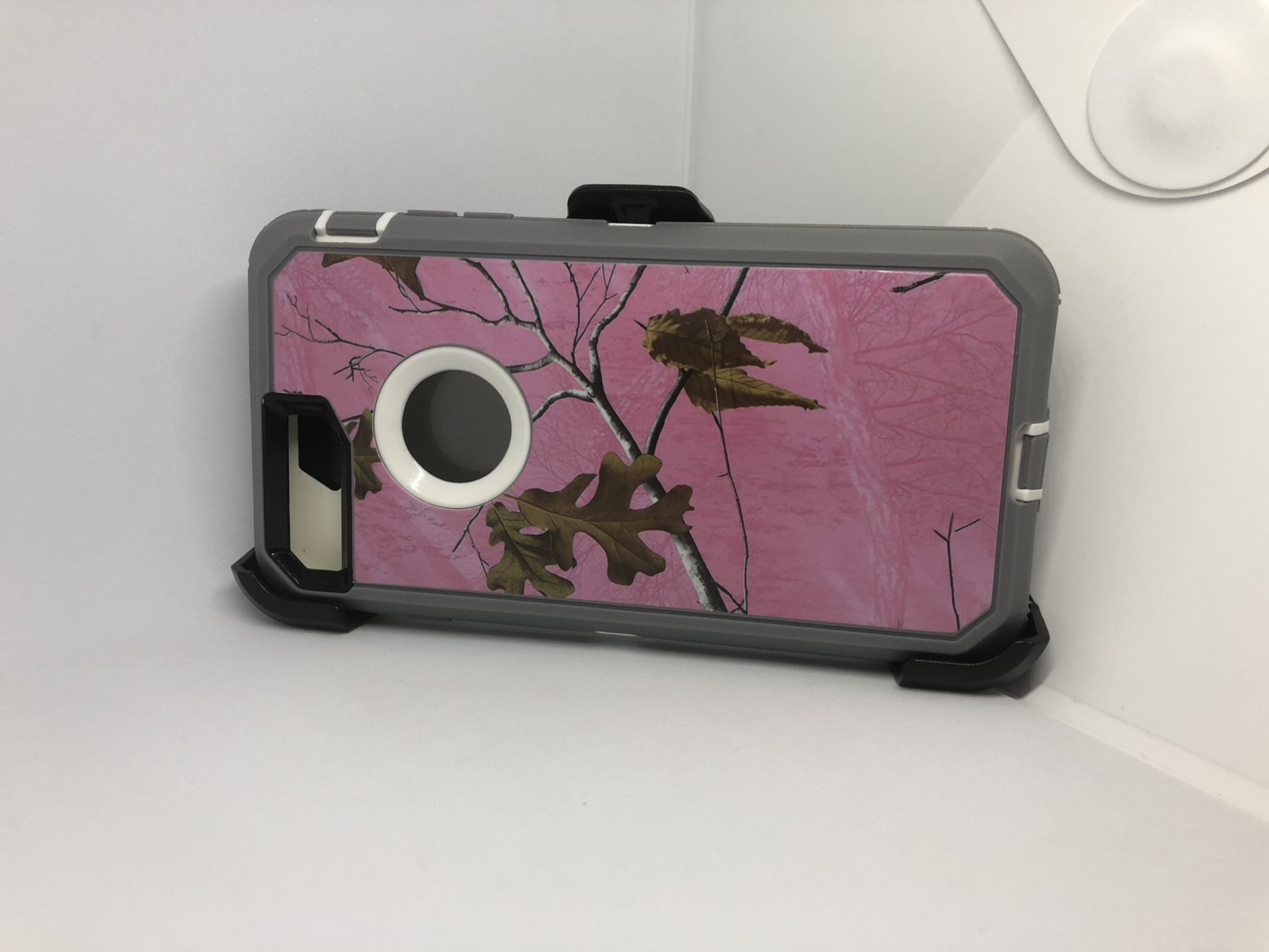 For iPhone 7 / iPhone 8 pink camouflage belt clip case defender cover protector