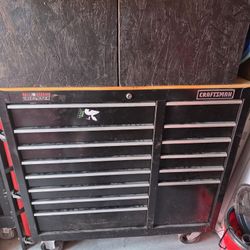 Craftsman Rolling Toolbox With Wood Top.