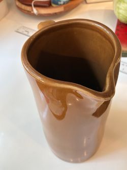 Pottery Barn Studio Brown Ceramic Pitcher Vase Farmhouse Decor