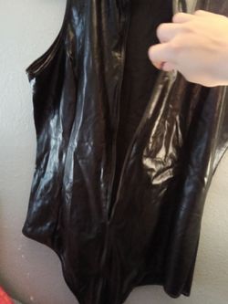 LG latex black teddy zips
