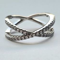 Intertwined CZ Sterling Silver Ring Size 5