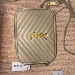 Saint Laurent Quilted Shoulder Bag Beige