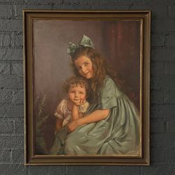 Antique California Portrait Oil Painting of Sisters by Wanda Neumann, c.1920’s
- Delivery Available