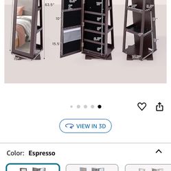 Brown Rotating Mirror With Storage.