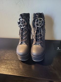 Demonia Witches Wanted Wedge Boot 10