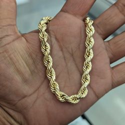 10kt Real Gold Rope Bracelet 8mm 9 Inches 