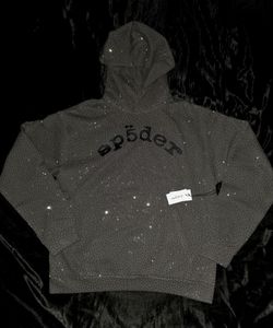 Sp5der VVS Hoodie Rhinestone, Dark Grey, Size S