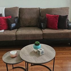 Brown And Black 3 Seater Sofa