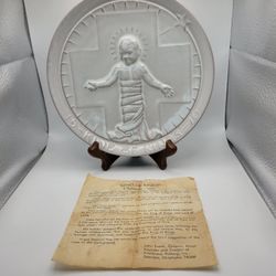 Frankoma Pottery 1970 King of Kings Wall Hanging Christmas Plate Original Papers