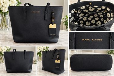 Marc Jacobs Black Leather Tote Bag | Gold Hardware | Good Condition