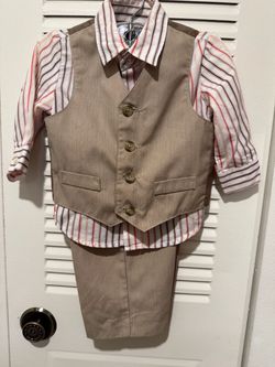 Vintage Sean John Toddler Boy 3-Pc Suit Set Tan Striped 18 Months Easter Wedding