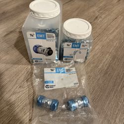 Commercial Electric 1/2 in. Electrical Metallic Tubing (EMT) Raintight Compression Connector E035 (12-Pack) + E225 (2-pack) + One-Hole Strap E715 (50)