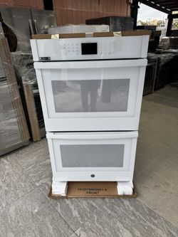 GE 30 inch Double Electric Wall Oven Self + Steam Cleaning ( White )