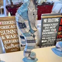 New 24” Handcrafted Carved Seahorse 