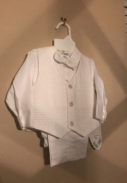 6-12m all white boys 5 piece suit set