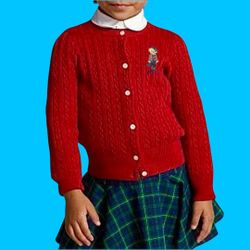 NWT Sweater Cardigan Ralph Lauren Girls kids Polo Bear Knit Top Christmas Gift