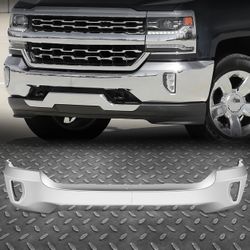 Front Bumper Face Bar Steel Chevrolet Silverado 1500 2016-2019 Black W/o Fog Holes