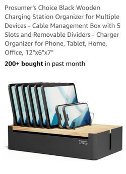 Prosumer's Choice Black Wooden Charging Station Organizer 