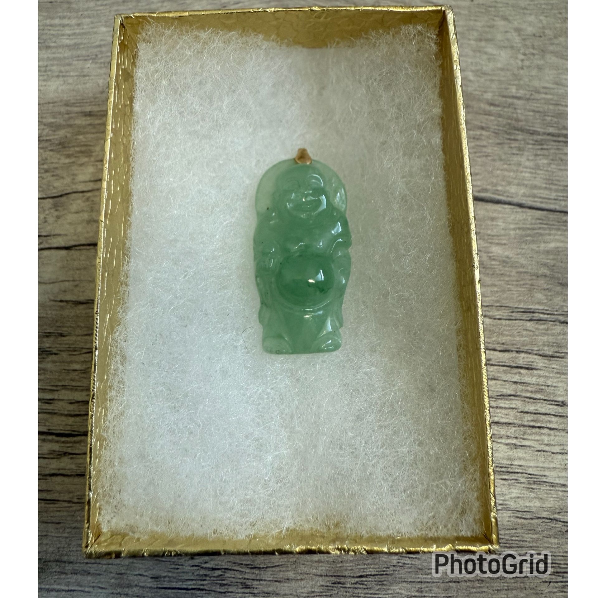 14k Gold Jade Buddha Pendant