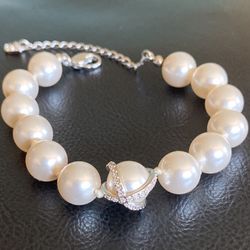 Swarovski Nude Pearl Bracelet with Crystal Accents