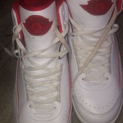 white and red air jordans size 12