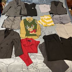 15 Pieces Of Boys Size 5-6 Dress Clothes Vest Suit Coat Pants Shirts