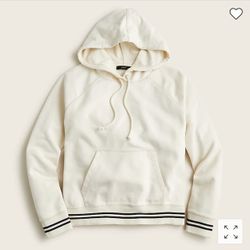 J.crew University terry hoodie with striped cuffs NWT size S color in natural