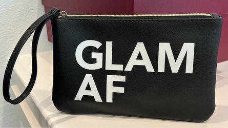Crimes of Beauty Black Faux Leather Wristlet Makeup Clutch Bag