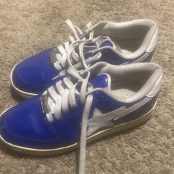 BAPE STA sneakers in blue + white patent 