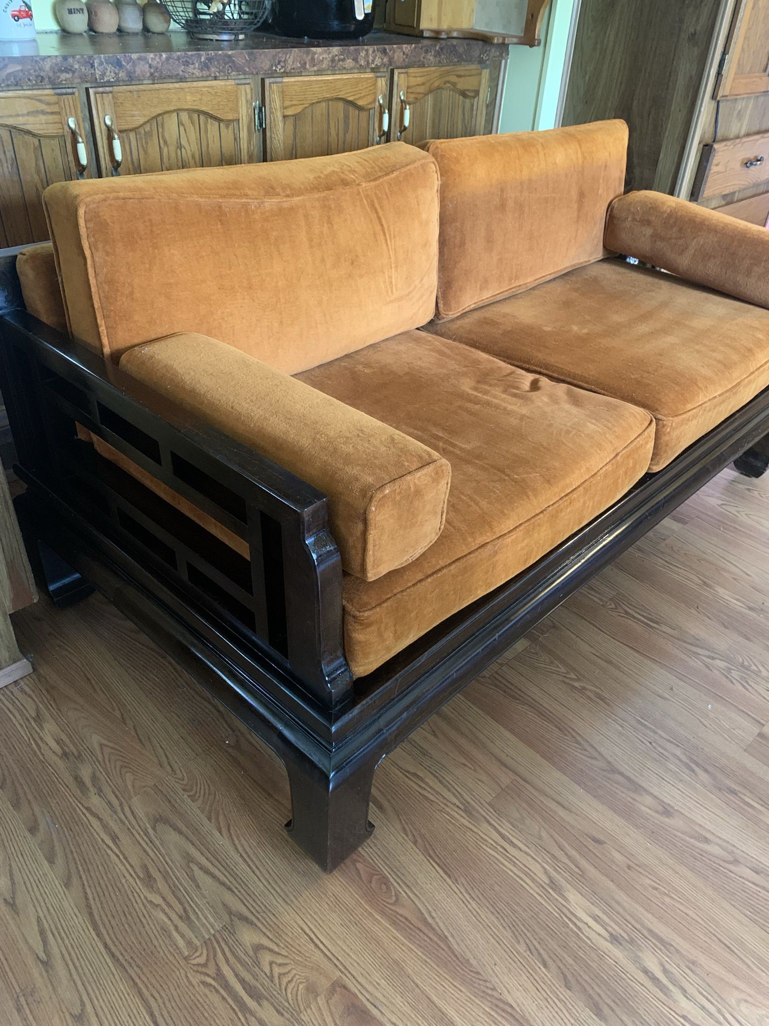 Hickory Wood Brown Cloth Century Sofa 