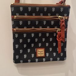 Dooney and Bourke, SF Giants Black w Brown trim Crossbody Leather Bag, 