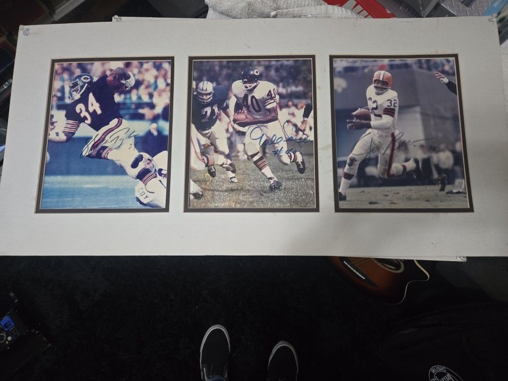 Jim Brown, Walter Payton, Gale Sayers all signed photographs