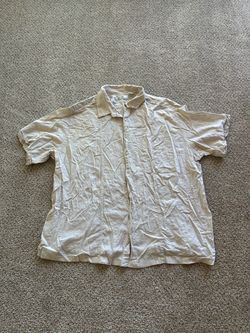 Cafe Luna Men’s Beige Linen/Cotton Solid Short Sleeve Button Up Shirt 3XL