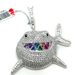 925 Silver CZ Shark Pendant 20.30g 190049/3