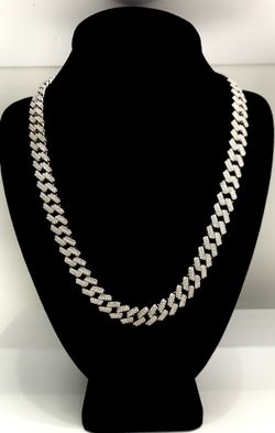 Silver Cuban Link Chain With Ice 