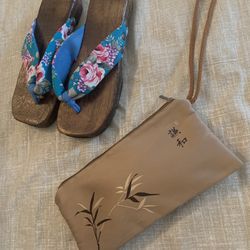 New  Platform Slippers - & Wristlet purse.  Japan