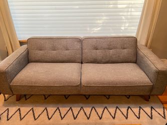 Mid century modern style grey fabric sofa