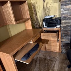 Solid Wood Desk And File Cabinet 