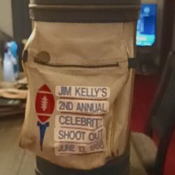 Very rare Jim Kelly commemorative mini golf bag. 