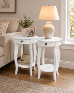 Set of The Jacie Set of Traditional 1-Drawer Chairside Table with Shelf,