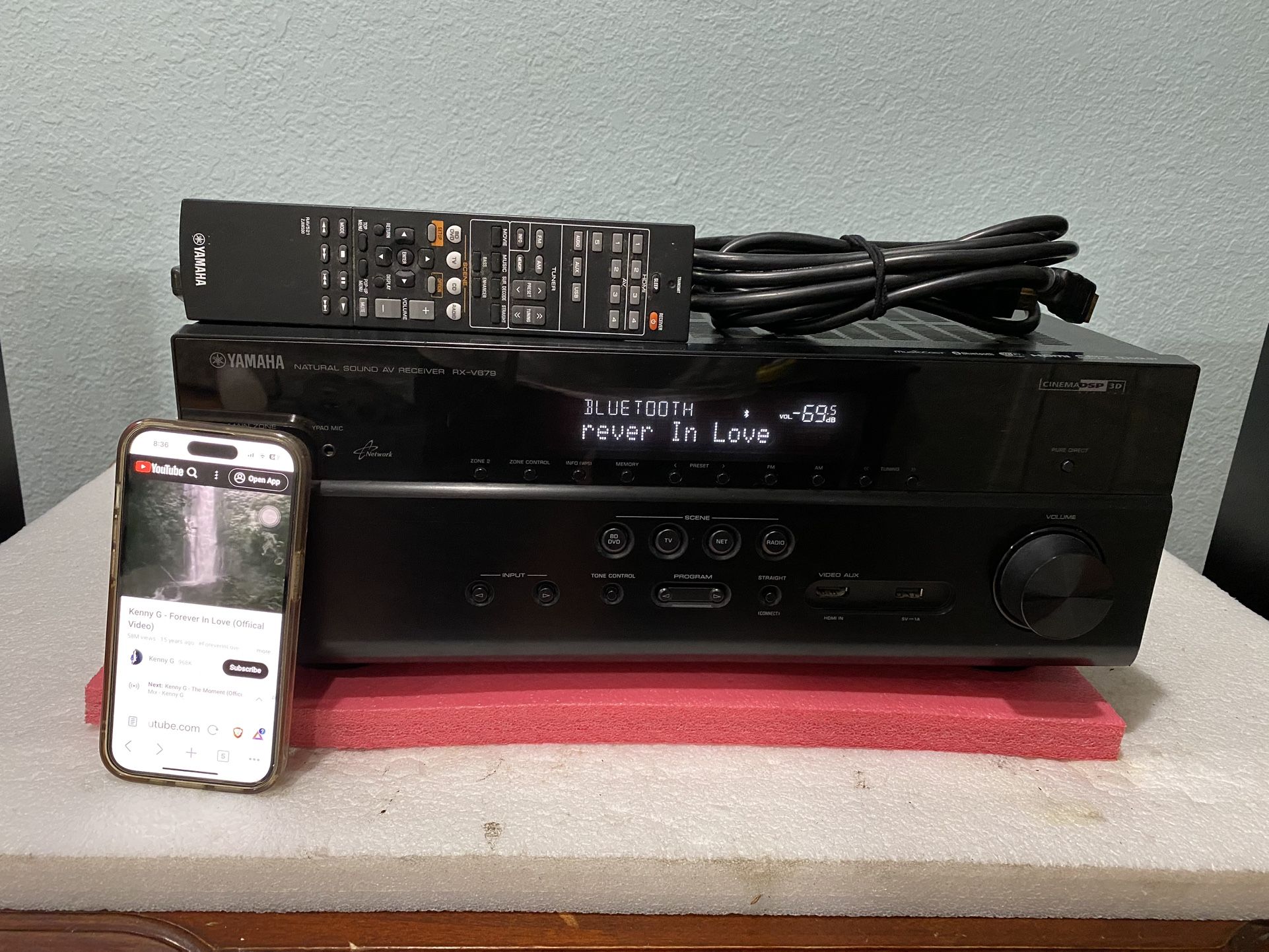 Yamaha RX-V679 7.2-channel home theater 4K receiver HDMI with Wi-Fi®, Bluetooth®, and Apple® AirPlay®.