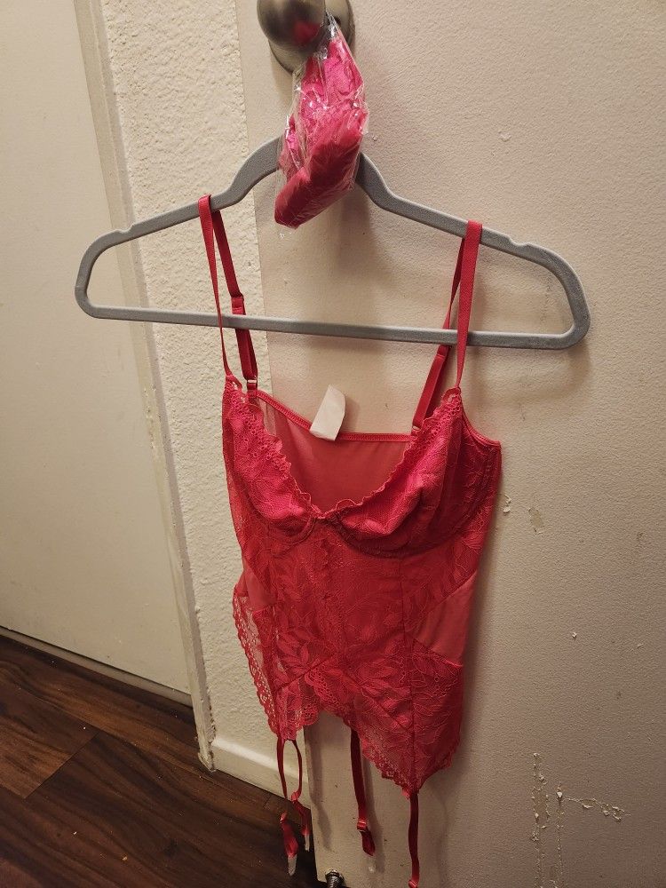 Lingerie Hot Pink Comes With Tights Never Used Medium