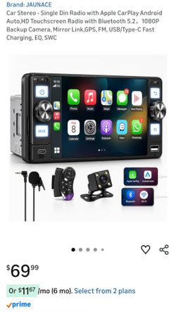 Single Din Touchscreen Car Stereo with Remote  and Camera