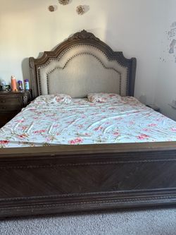 King Size Ornate Wood Bed Frame